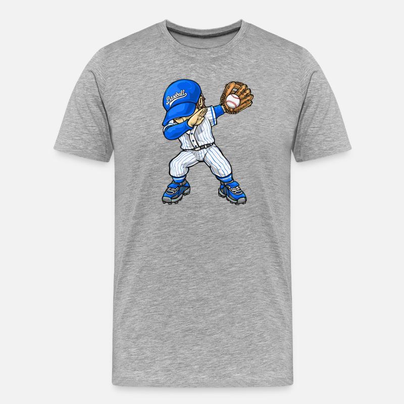 Dabbing Baseball Baseballspieler - Männer Premium Bio T-Shirt - Grau meliert