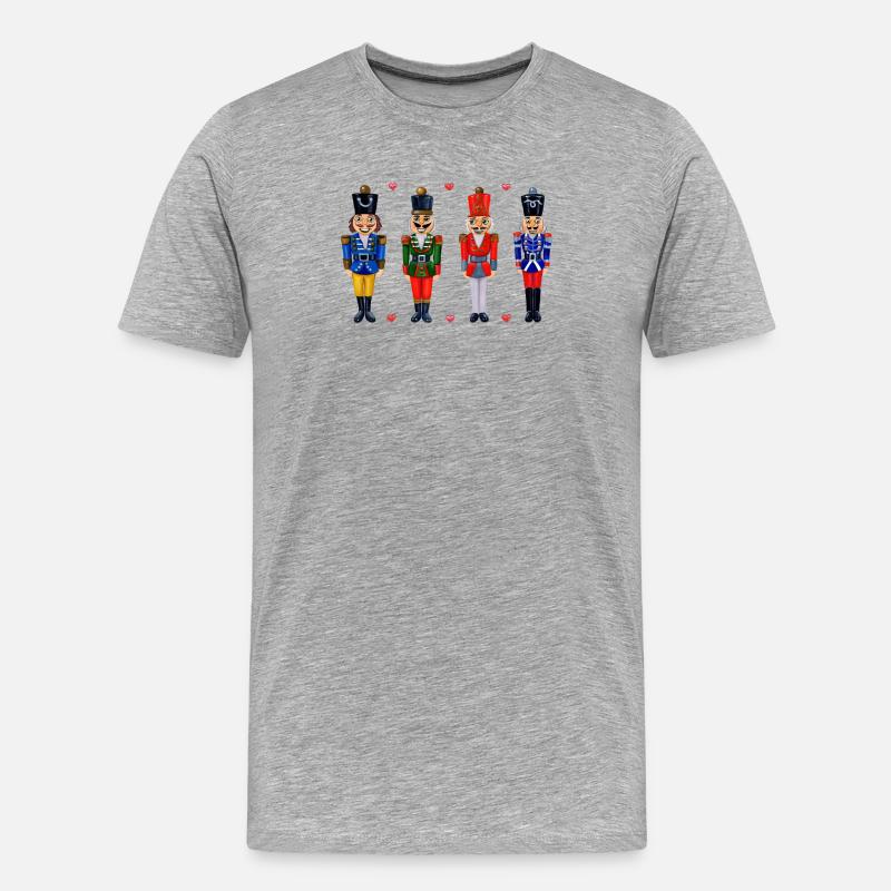 VIER LUSTIGE NUSSKNACKER - Männer Premium Bio T-Shirt - Grau meliert