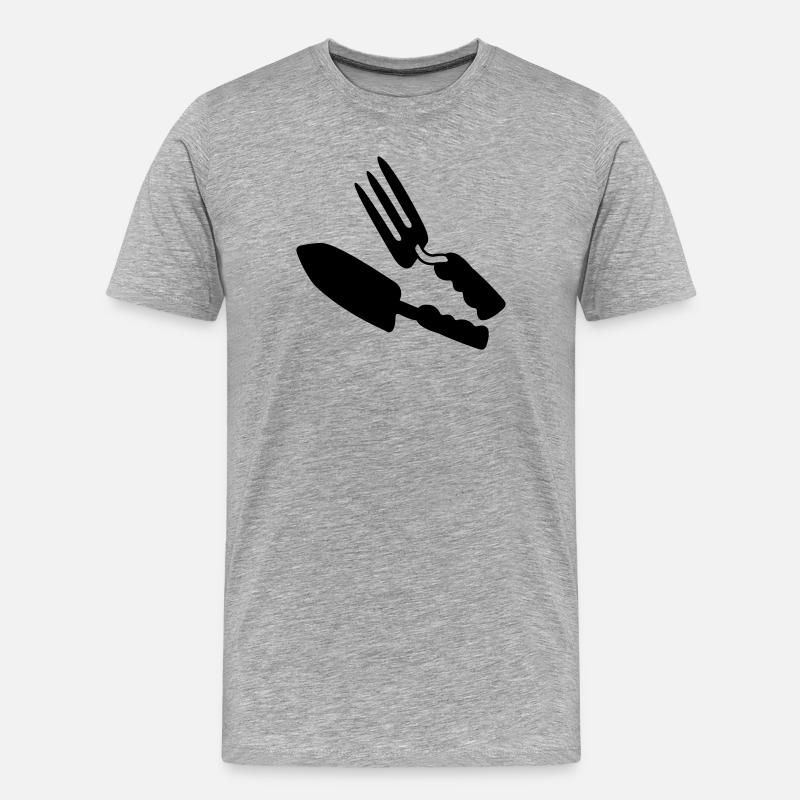 Gartengeräte Shepje und Rechen - Männer Premium Bio T-Shirt - Grau meliert