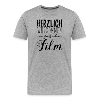 falscher Film - Männer Premium Bio T-Shirt - Grau meliert - Vorne - Damien (186cm)