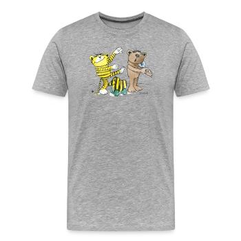 Janosch Tiger Und Bär Musizieren - Männer Premium Bio T-Shirt - Grau meliert - Vorne - Damien (186cm)