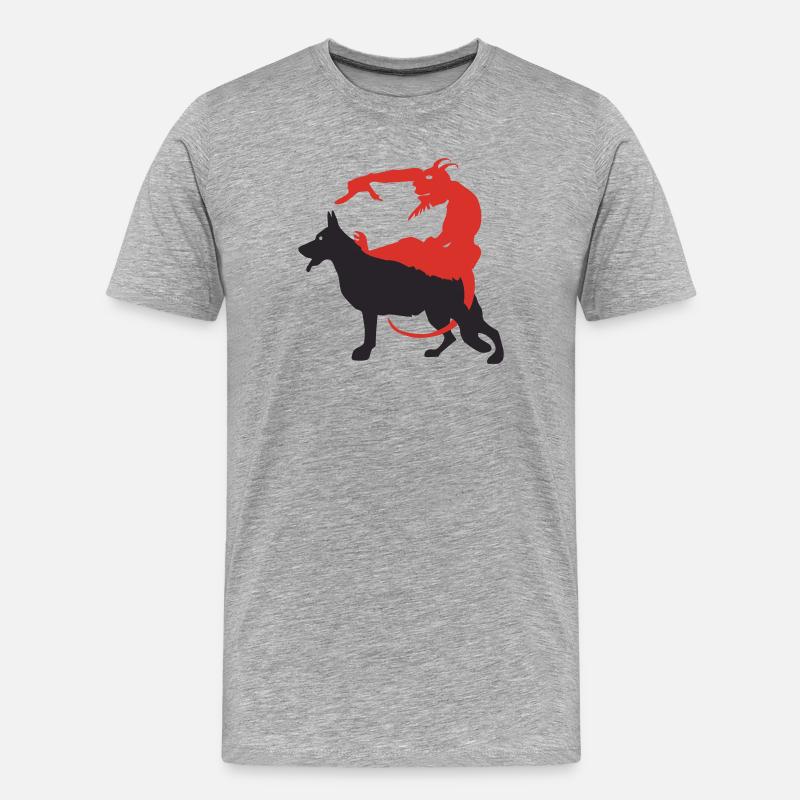Schäferhund Teufel - BIG - Männer Premium Bio T-Shirt - Grau meliert