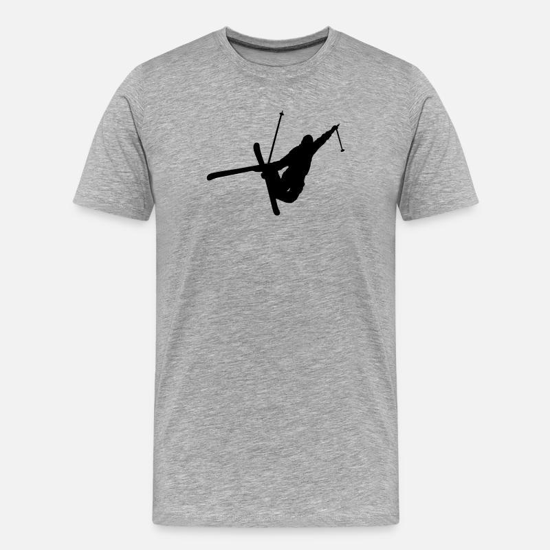 Freeski - Männer Premium Bio T-Shirt - Grau meliert