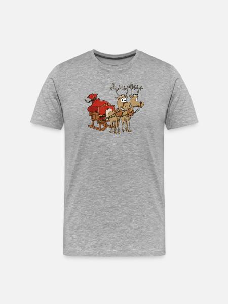Santa's sleigh with two reindeer. - Men's Premium Organic T-Shirt - heather grey