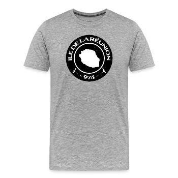 Ile de la Réunion / 974 - T-shirt bio Premium Homme - gris chiné - Devant - Damien (186cm)