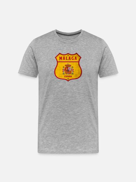 Malaga Spanien Wappen Design - Männer Premium Bio T-Shirt - Grau meliert