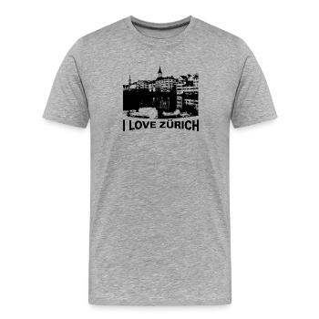 I liebe Zürich | i like zurich - Männer Premium Bio T-Shirt - Grau meliert - Vorne - Damien (186cm)
