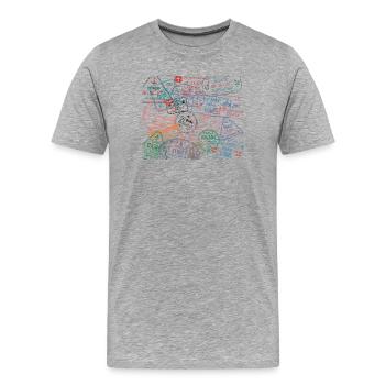 Autour du monde Airport Passport Stamp Visa - T-shirt bio Premium Homme - gris chiné - Devant - Damien (186cm)