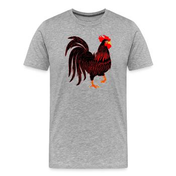 Coq Coq Coq Noir - T-shirt bio Premium Homme - gris chiné - Devant - Damien (186cm)