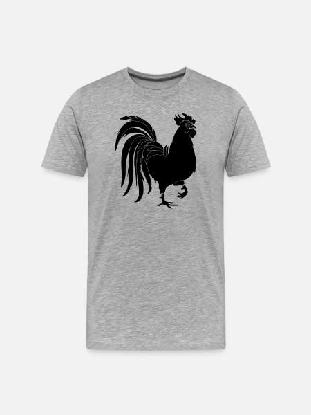 Schwarzer Hahn - Männer Premium Bio T-Shirt - Grau meliert