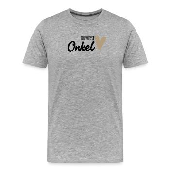 Onkel - Onkel werden - Männer Premium Bio T-Shirt - Grau meliert - Vorne - Damien (186cm)