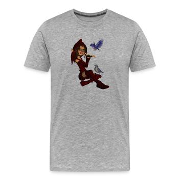 Kleine Fee mit Vögeln - Männer Premium Bio T-Shirt - Grau meliert - Vorne - Damien (186cm)