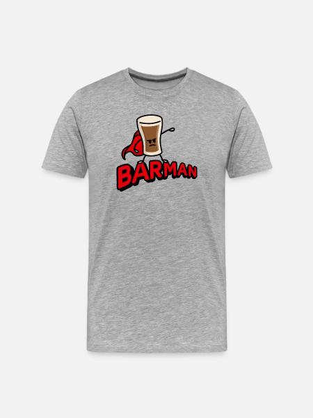 Stout beer pun, Barman, bartender superhero Irish - Men's Premium Organic T-Shirt - heather grey