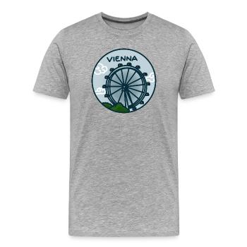 Riesenrad, Prater - Wien, Österreich - Männer Premium Bio T-Shirt - Grau meliert - Vorne - Damien (186cm)