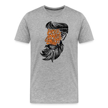 Bart Statement Humorvoll Vollbart Bartträger - Männer Premium Bio T-Shirt - Grau meliert - Vorne - Damien (186cm)