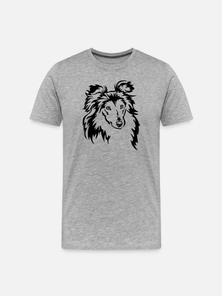 Sheltie Head - Men's Premium Organic T-Shirt - heather grey