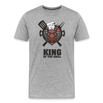 KÖNIG DES GRILLS - Männer Premium Bio T-Shirt - Grau meliert - Vorne - Damien (186cm)