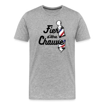 Fier d'être chauve Cadeau drôle pour homme chauve - T-shirt bio Premium Homme - gris chiné - Devant - Damien (186cm)