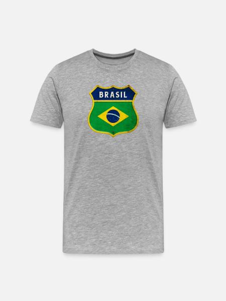 Drapeau armoiries du Brésil - T-shirt bio Premium Homme - gris chiné