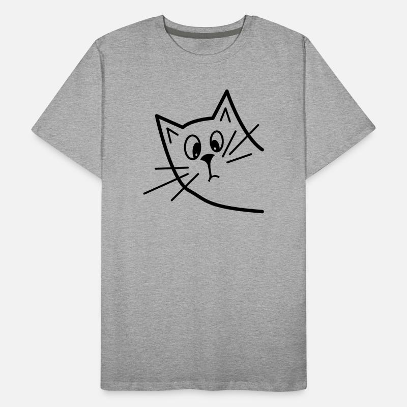 Cute Curious Cat - Minimalist Design Men's Premium Organic T-Shirt