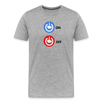 Doigt d'honneur ON et OFF - T-shirt bio Premium Homme - gris chiné - Devant - Damien (186cm)