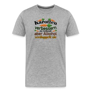 Karotten verbessern die Sehkraft aber Alkohol - Männer Premium Bio T-Shirt - Grau meliert - Vorne - Damien (186cm)