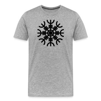 Helmet of Awe - Men's Premium Organic T-Shirt - heather grey - Front - Damien (186cm)