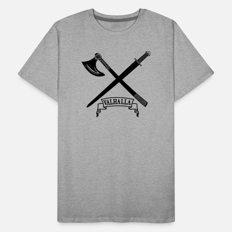 Valhalla avec hache et épée T-shirt bio Premium Homme