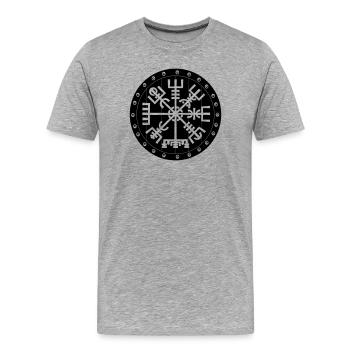Vegvisir Viking compas in Vikng shield - Men's Premium Organic T-Shirt - heather grey - Front - Damien (186cm)