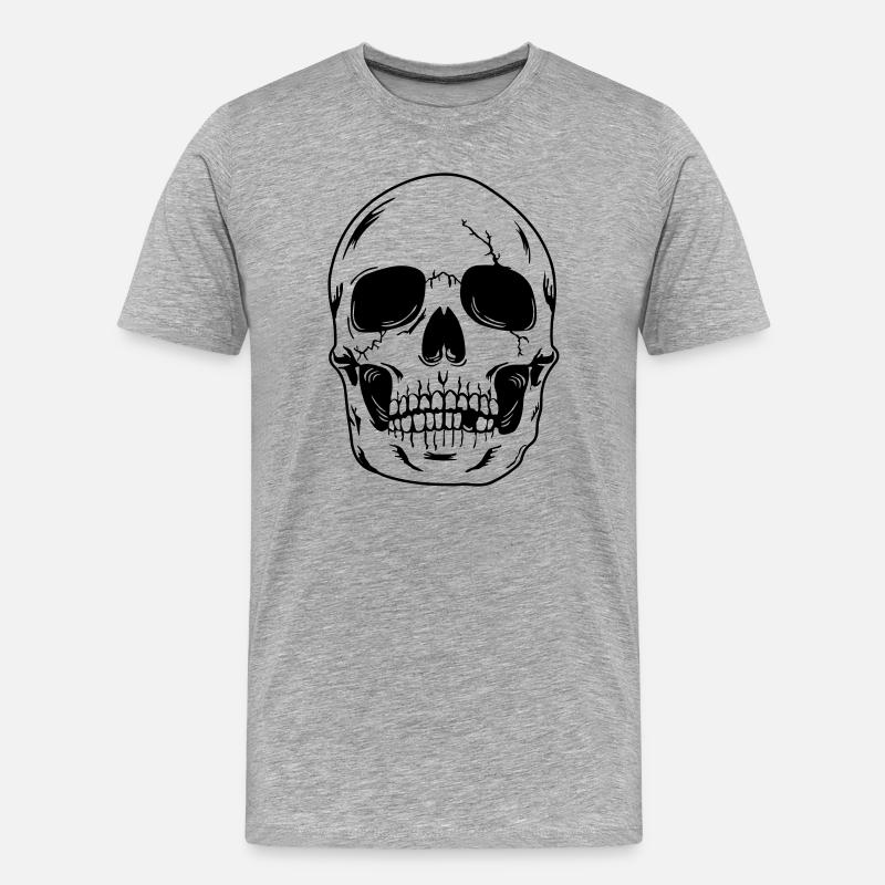 Schädelkopf des Skeletts - Männer Premium Bio T-Shirt - Grau meliert