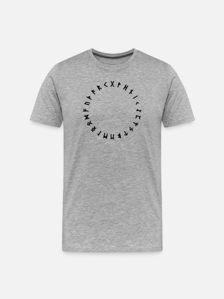 Runenalphabet im Kreis Symbole - Männer Premium Bio T-Shirt - Grau meliert