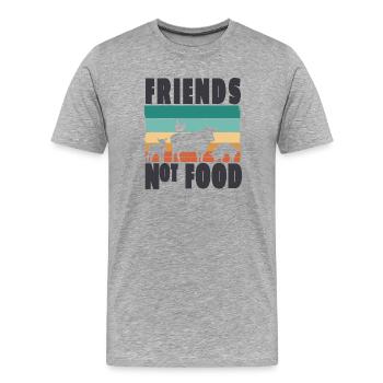 Tierschutz Veganer Vegetarisch Friends not Food - Männer Premium Bio T-Shirt - Grau meliert - Vorne - Damien (186cm)