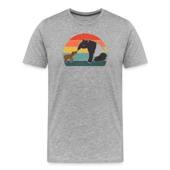 Tapir Familie Mutter Kind Baby Vintage Geschenk - Männer Premium Bio T-Shirt - Grau meliert - Vorne - Damien (186cm)