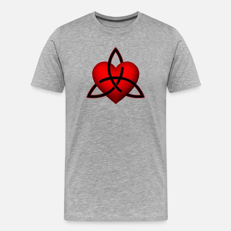 Keltisches Herzmuster - Männer Premium Bio T-Shirt - Grau meliert
