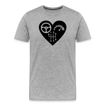 Getriebe 6 Gang Herz - Männer Premium Bio T-Shirt - Grau meliert - Vorne - Damien (186cm)