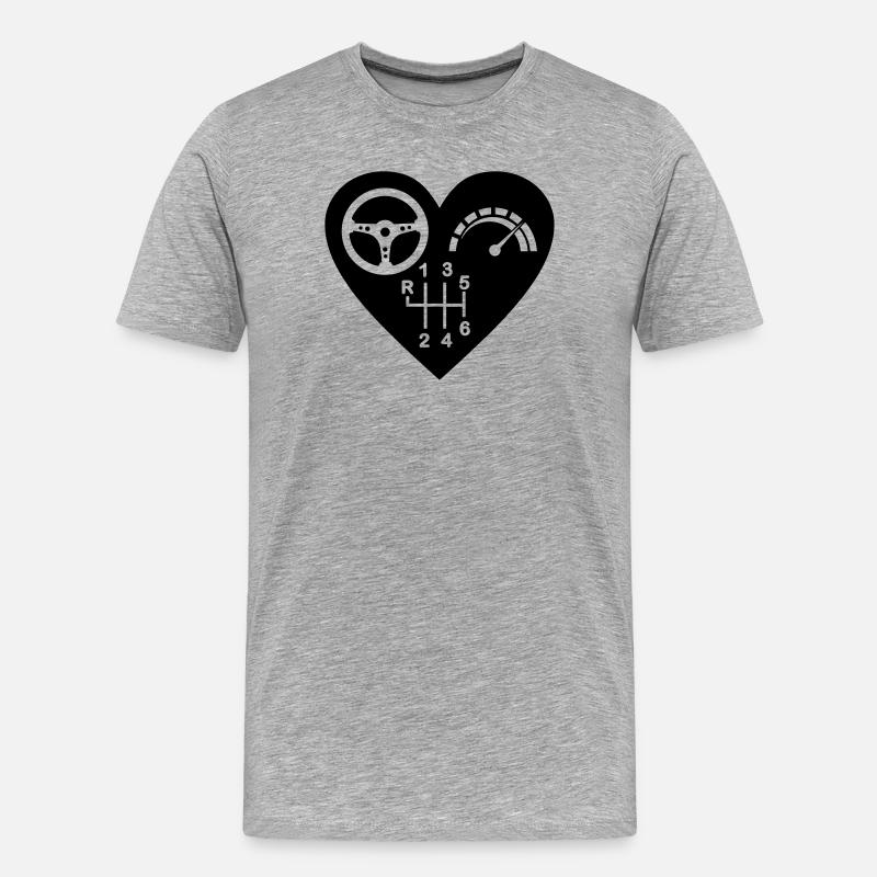 Getriebe 6 Gang Herz - Männer Premium Bio T-Shirt - Grau meliert
