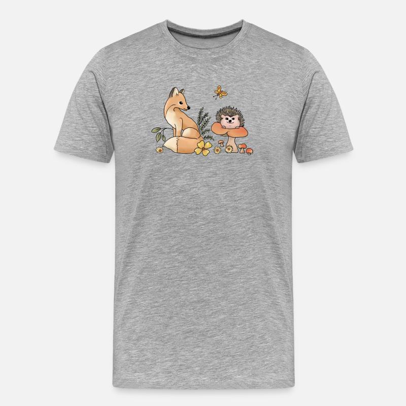 Fuchs und Igel - Männer Premium Bio T-Shirt - Grau meliert
