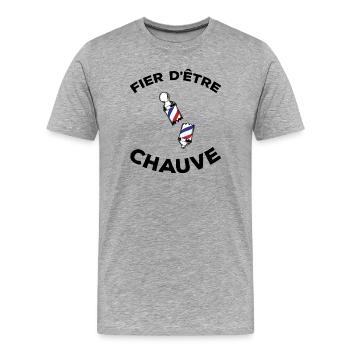 Fier d'être chauve Cadeau drôle pour homme chauve - T-shirt bio Premium Homme - gris chiné - Devant - Damien (186cm)