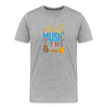 Colorful Music Instrument Collage | Musik Love - Männer Premium Bio T-Shirt - Grau meliert - Vorne - Damien (186cm)