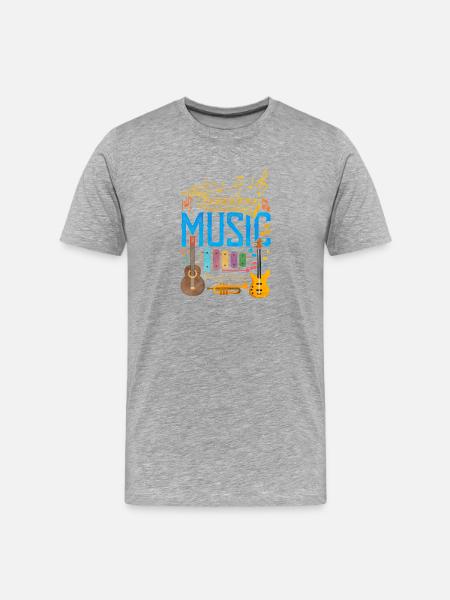 Farverig musikinstrumentcollage | Musik Kærlighed - Herre Premium T-shirt økologisk - grå meleret