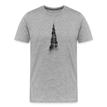 Dubai Burj Khalifa Vintage Silhouette Emirate UAE - Men's Premium Organic T-Shirt - heather grey - Front - Damien (186cm)