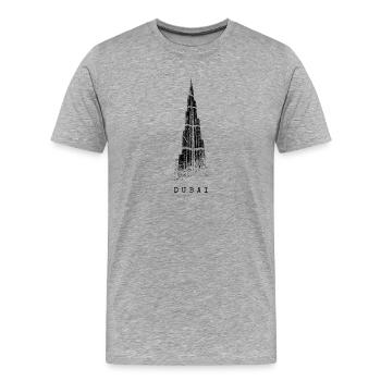 Dubai Burj Khalifa Vintage Silhouette Emirate UAE - Men's Premium Organic T-Shirt - heather grey - Front - Damien (186cm)