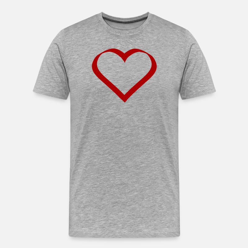rotes Herz rot Herzen rot Herz - Männer Premium Bio T-Shirt - Grau meliert