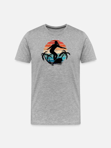 Surfer Girl Sunset - Männer Premium Bio T-Shirt - Grau meliert