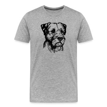 Border Terrier Portrait 1 - T-shirt bio Premium Homme - gris chiné - Devant - Damien (186cm)