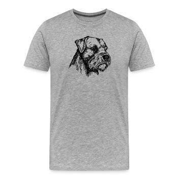 Border Terrier Portrait 2 - T-shirt bio Premium Homme - gris chiné - Devant - Damien (186cm)