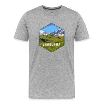 Graubünden Alpine Panorama - Men's Premium Organic T-Shirt - heather grey - Front - Damien (186cm)