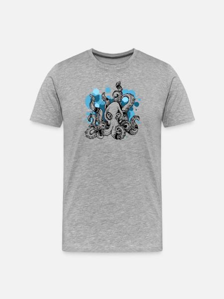 Kraken | | de poulpe | maritime Aventure - T-shirt bio Premium Homme - gris chiné