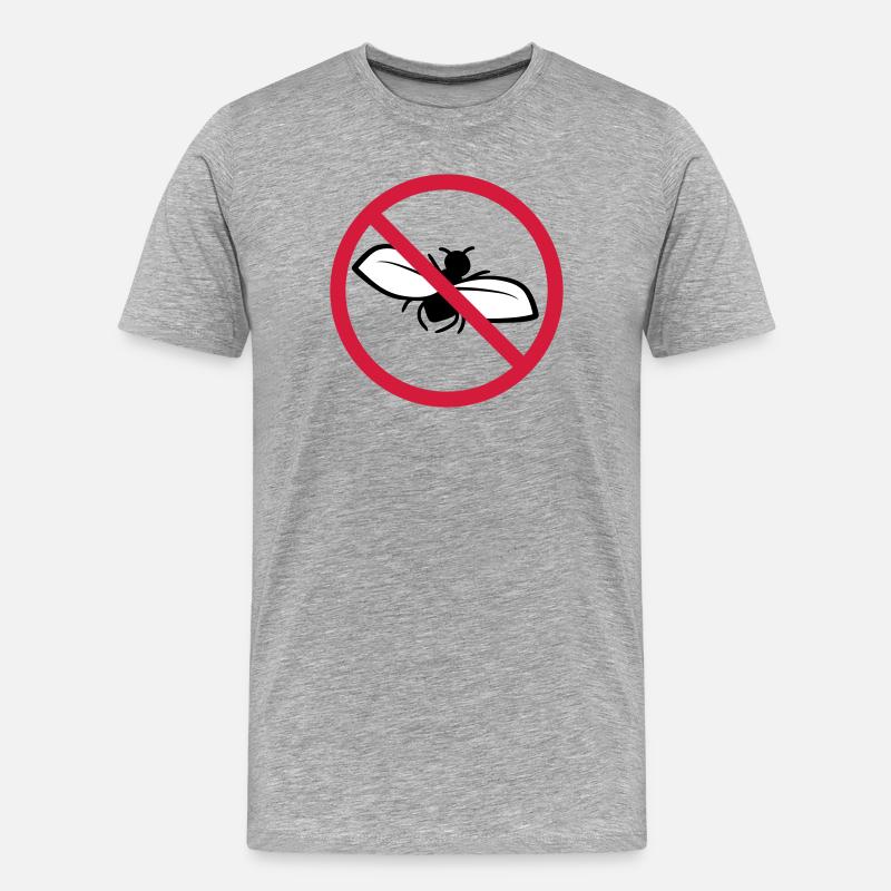 Fliege Verboten Schild - Männer Premium Bio T-Shirt - Grau meliert