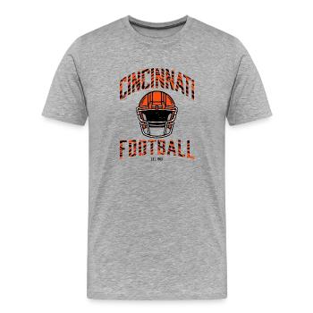Cincinnati Football – Helmet & Tiger Style - Men's Premium Organic T-Shirt - heather grey - Front - Damien (186cm)